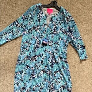Blue and White Patterned Dress